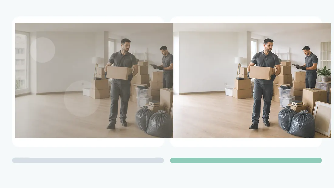 Vorher-Nachher Servicebild für Räumung und Wohnungsauflösung